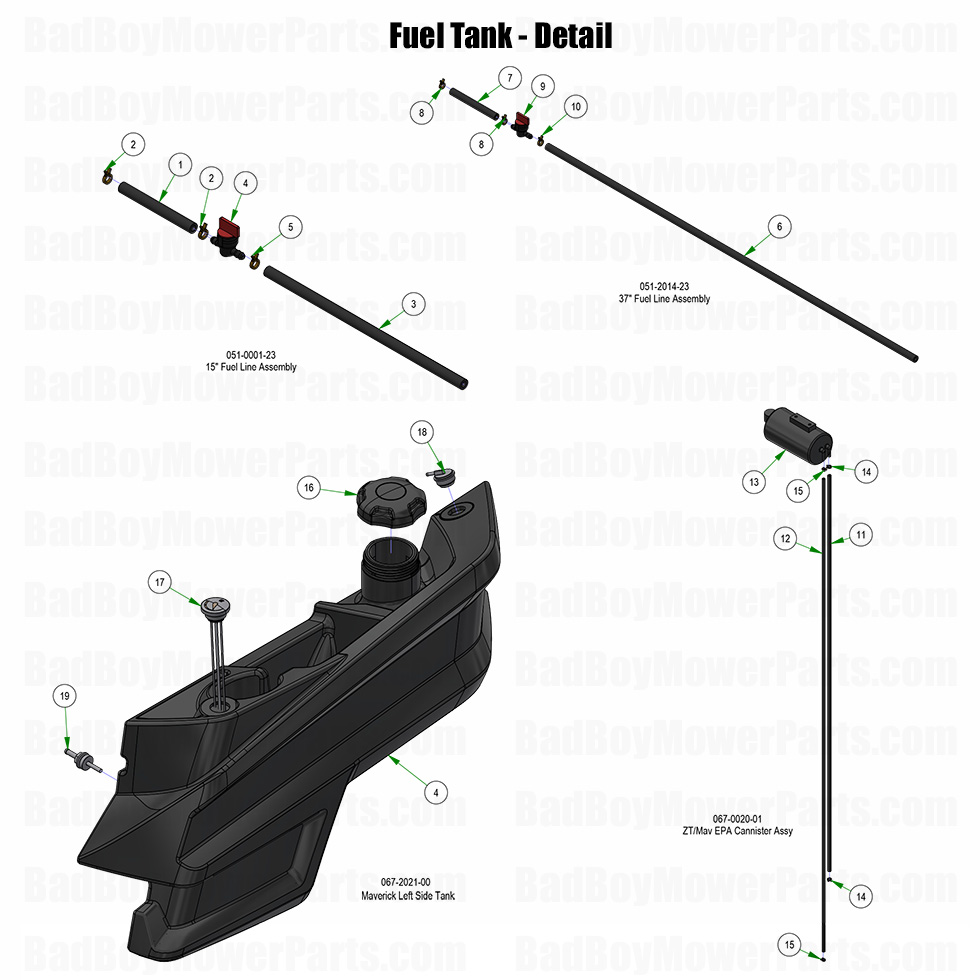 3734 - Bad Boy Mower Parts Lookup > 2025 > Maverick > Fuel Tank - Detail